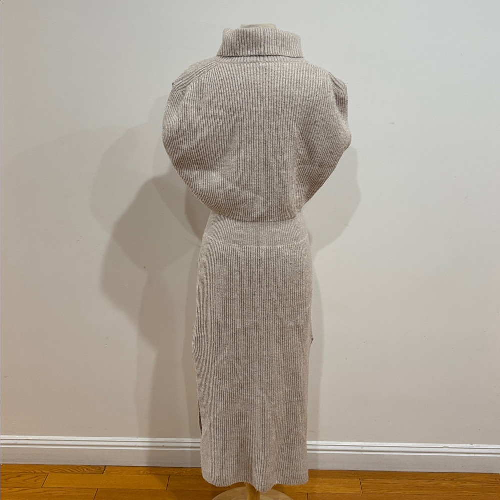 Splendid Blush Cream Knit Sleeveless Turtleneck Midi Dress - Picture 4 of 15